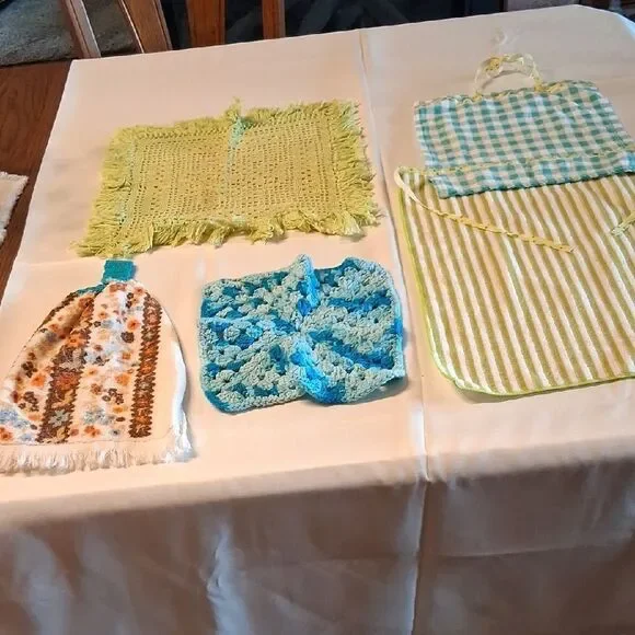 Handmade 4 Pc. Crochet and‎ Sewed Kitchen Set