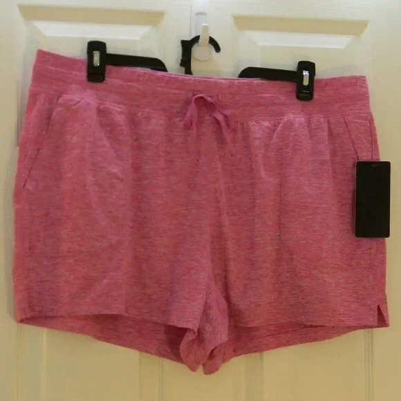 90 Degree by Reflex Pink Spacedye Lounge Shorts Drawstring Pockets Stretch NWT