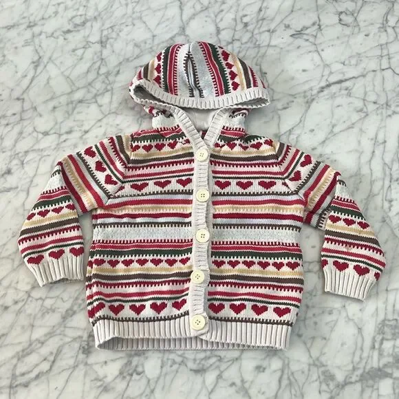 Gymboree Knit Hooded Heart cardigan Sz 4T