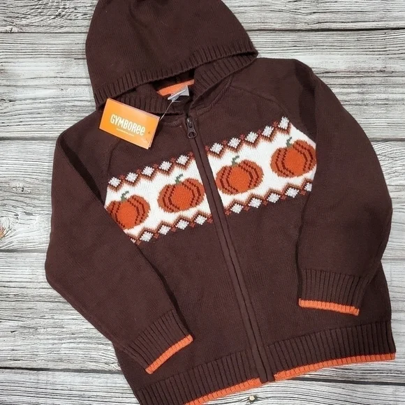 Fall Harvest Pumpkin Zip Up Sweater NWT
