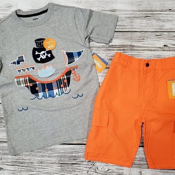 Pirate Ship T-Shirt and Shorts Outfit Gymboree Whale Hello There Collection NWT