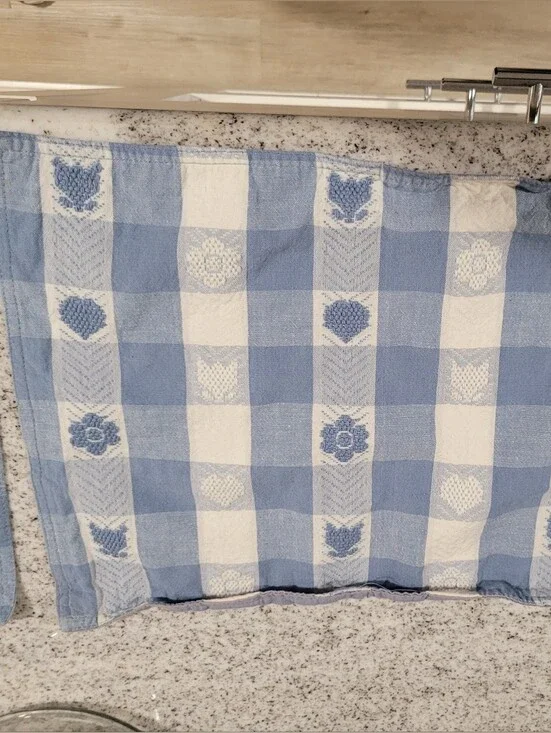 Blue and White Vintage Checkered Place Mat Set