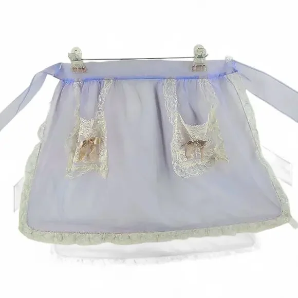Vintage Purple Sheer Lace Half‎ Hostess Apron 1950s Cottage Coquette Style