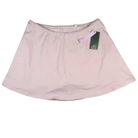 Wild Fable Skort Women's Large Pink Lace Trim Bow Seamless NWT