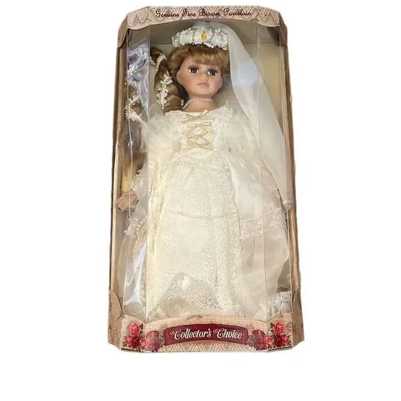 Collector's Choice Genuine Fine Bisque Porcelain Bride‎ Doll NIB