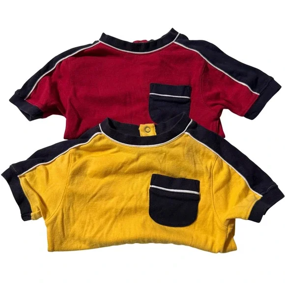 Vintage Y2K Gymboree boys ColorBlock onesie set cotton T Shirt 3T summer red