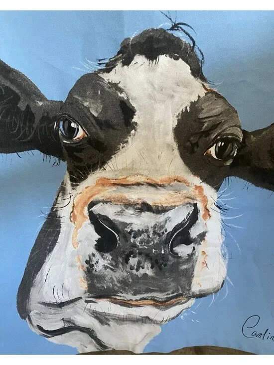Cow Apron By Carol Dalhoe UK Made Signed Adjustable Neck Strap Washable Cotton