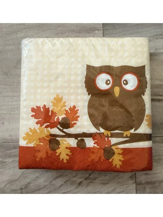 ShopKo Owl Fall Autumn Lunch Napkins Pkg Of 40 New