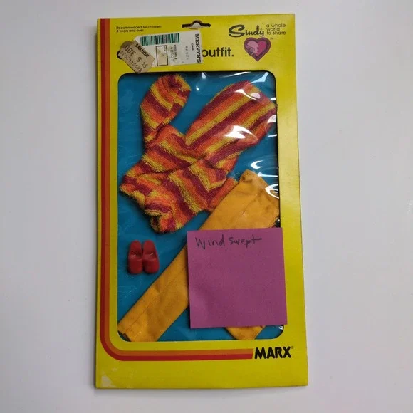 Vtg‎ 70s Marx Sindy Windswept #44203 Doll Outfit Yellow Striped Terry Cloth