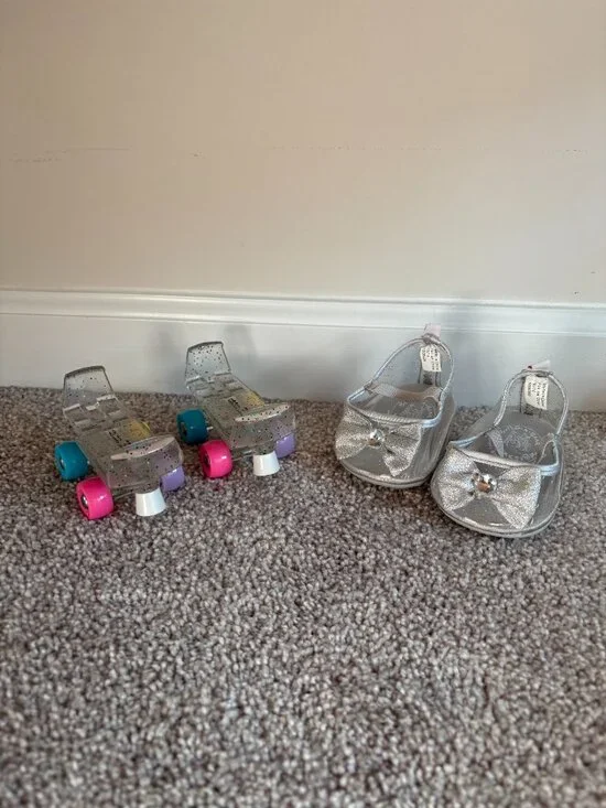 Build A Bear Glass Slippers Princess Heels & Adjustable Roller Skates Lot