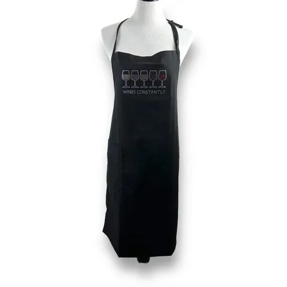 Chris’s Stuff Black Rhinestone‎ Wine Theme Apron