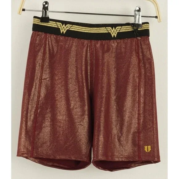 New Eleven Venus Williams Wonder Woman Biker Short Deep Burgundy Gold Size Small