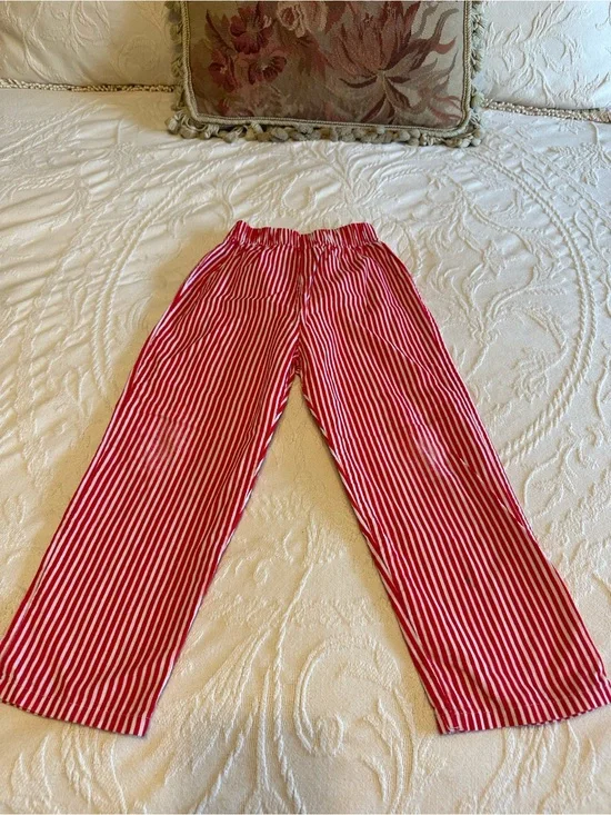Bailey Boys size 4 Red and White Striped Elastic Waist Pants wear on knees OGC