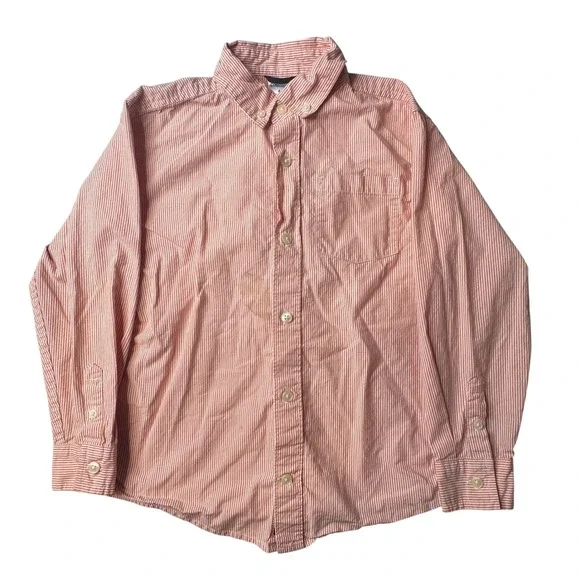 Gymboree Shirt Kids 6 Orange Striped Button Down Long Sleeve Cotton 240416737