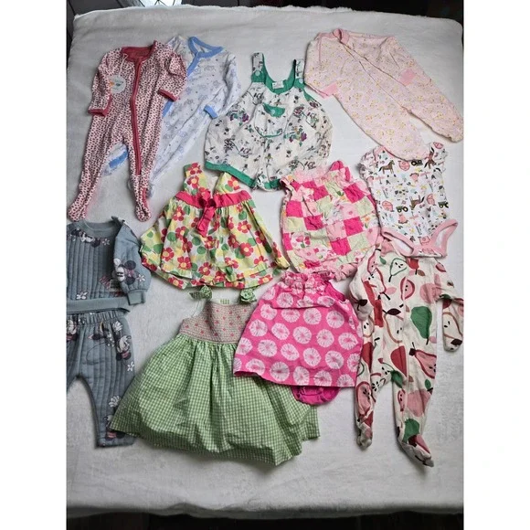 Baby Girl Clothes Lot 12pc Gymboree Disney Clover Duck John Deer 0-9 mth  mix lo