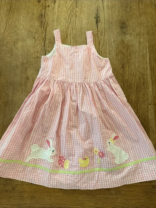 Gymboree Pink Gingham Dress with Bunny and Chick Applique 5T