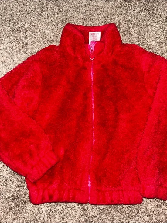 Gymboree Red Fuzzy Zip-Up Sweater