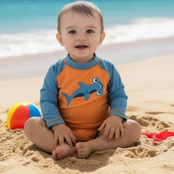 Gymboree Boys Rash Guard Swim Cover Up Shirt Size 6-12 Months