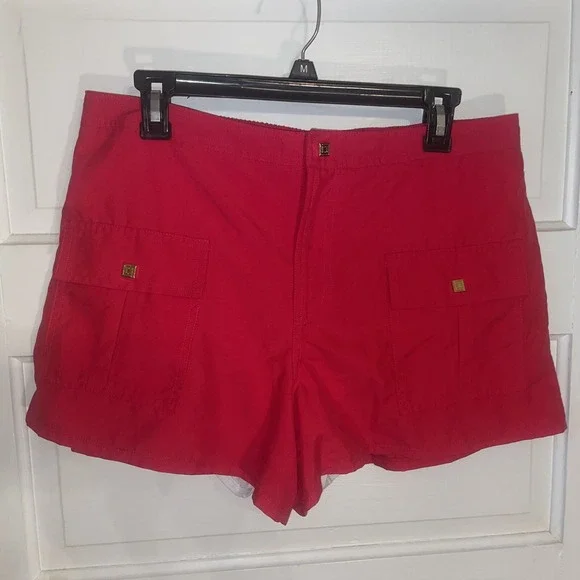 Liz Claiborne Lined Red Shorts Gold‎ Details Sz 12