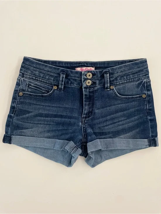 Candie's Dark Wash Low Rise Cuffed Jean Shorts Size 5
