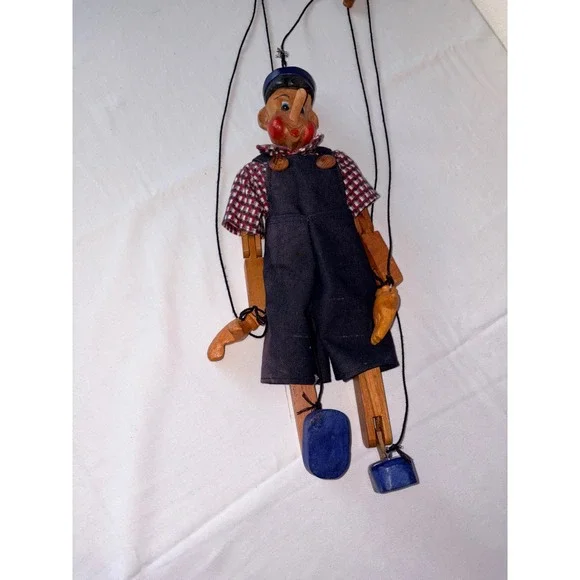 Vintage Wooden Marionette Puppet Pinocchio Style Sailor‎ Outfit Collectible Toy
