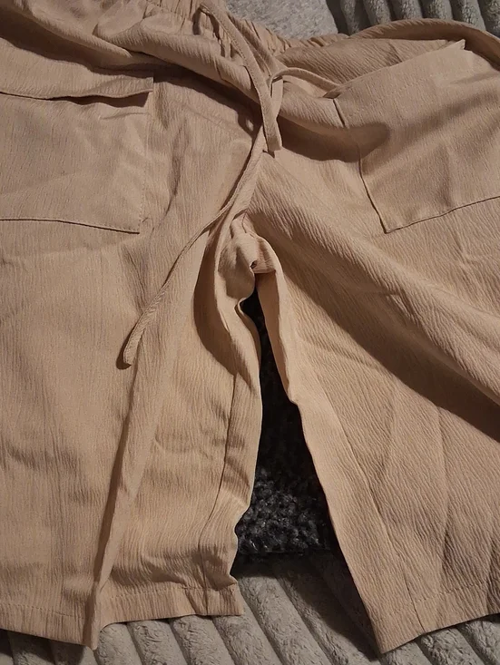 Women's Beige Drawstring Casual Shorts