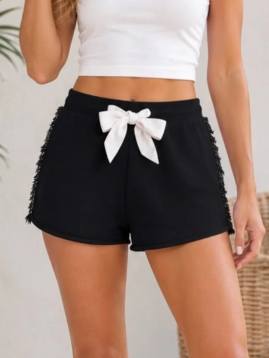 Lisa Todd Black Cotton Knit Shorts XL