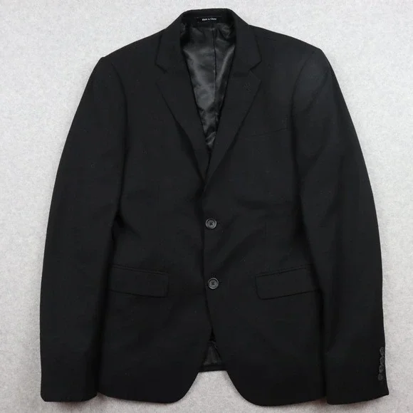 Egara Blazer Mens 35S Extreme Slim Fit 2-Button Suit Jacket Coat Formal Black‎