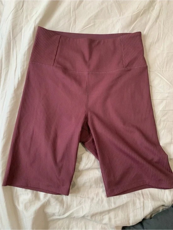 girlfriend collective Ribbed High-Rise Bike Shorts - Mauve