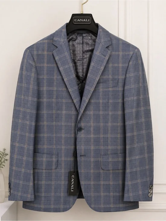 Canali Blue Plaid Two-Button Sport Coat