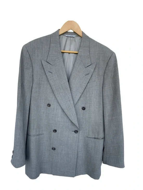 Canali Light Gray Double-Breasted Blazer size 50R Wool