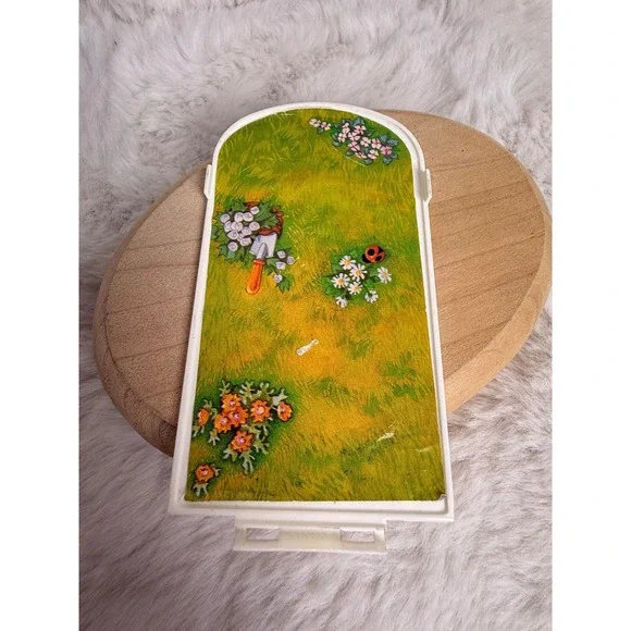 Vintage Barbie Doll House Backyard Garden Replacement Piece Grassy Flower Litho