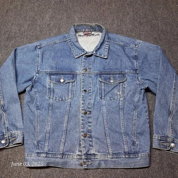 VTG Denim Trucker Jacket Starburst RN# 101113 Size Medium Boxy‎ Look