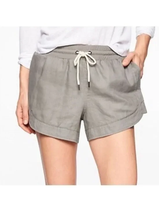 Athleta 12 Gray Bali Linen Shorts