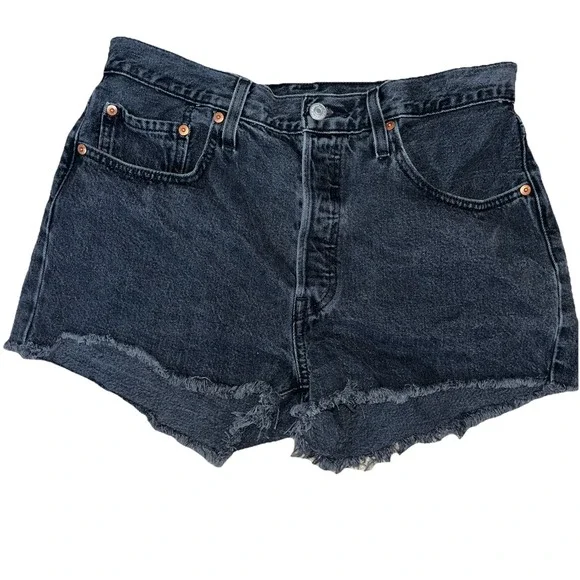 Levi's 501 Jean Women's Size 31 Black Cut Off Denim Shorts Button Fly‎