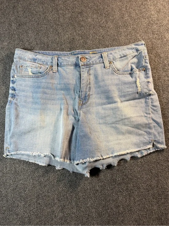 Seven7 Womens Light Wash Denim Cut Off Shorts Stretch Mid Rise Size 16