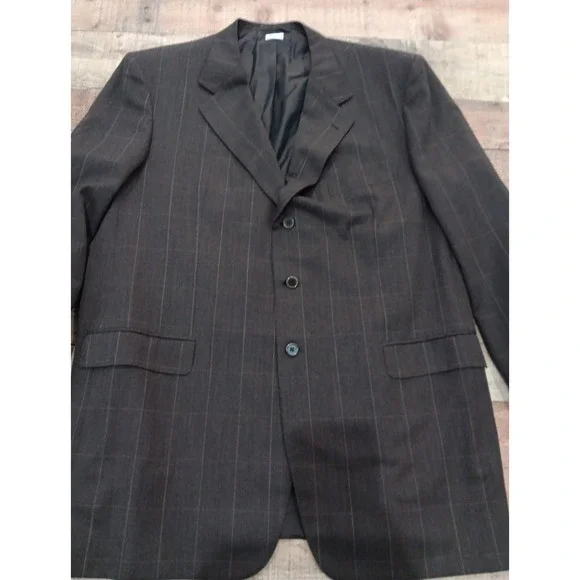 BRIONI Mens Italy Traiano Brown ‎ Suit Jacket Blazer 100% Wool 50 L 2346
