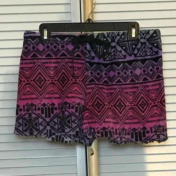 Colorful Geometric Soft Fluffy Drawstring Short Shorts
