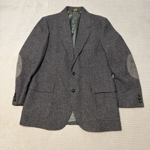 Pendleton Men's Blazer Size 46L Brown and Blue Checkered Wool Sport Coat USA VTG