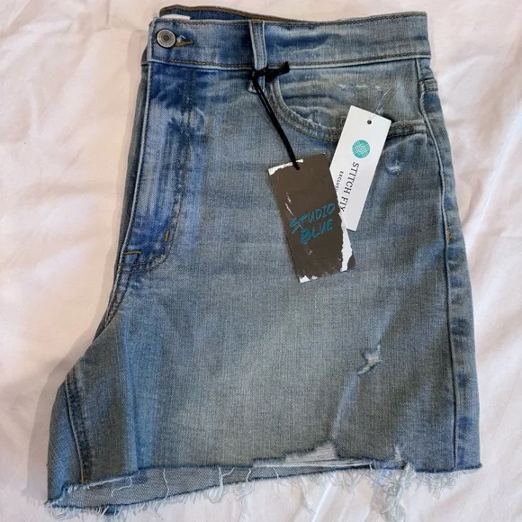 Studio Blue Classic Distressed Denim Cut‎ Off Shorts, Size 16