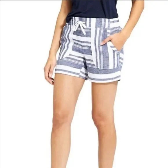 ATHLETA Blue and White Linen Shorts-0