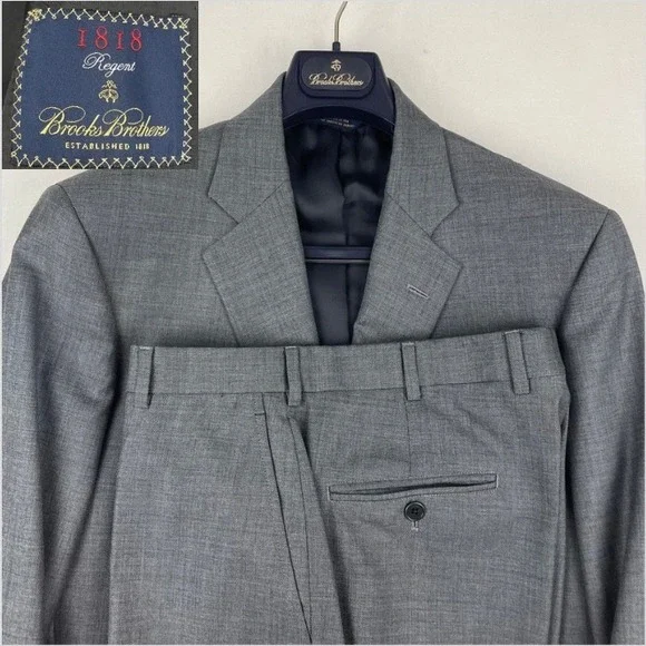 Brooks Brothers 1818 Regent Grey Wool 2 Piece Suit Mens 40 Long 33W 31L