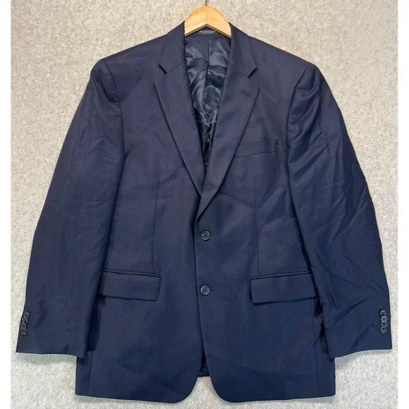 John Varvatos Men Two Button Blazer Pinstripe Navy Blue Notch Single Breasted 42