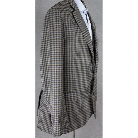 Brooks Brothers Regent Fit Blazer 46R Mens Brown Blue Check Wool Sport Coat