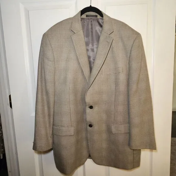 Lauren Ralph Lauren Tan Windowpane Mens Suit Jacket 45R