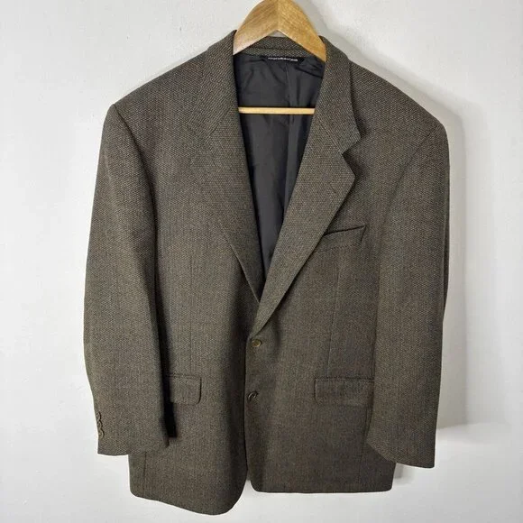 Ermenegildo Zegna Hardy Amies Men‎ 44S Short Brown Sports Coat Blazer Check