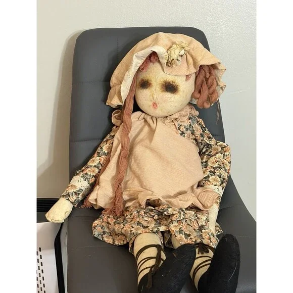 Marie Do OOAK Handmade Primitive Rag Doll 30” Signed Folk Art Country Doll