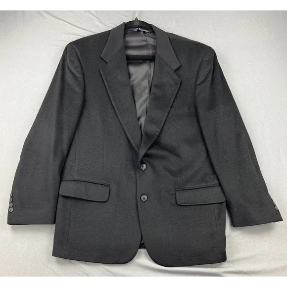 Burberrys Blazer Mens 42 Black Good 100% Cashmere Vintage Sport Coat USA Made