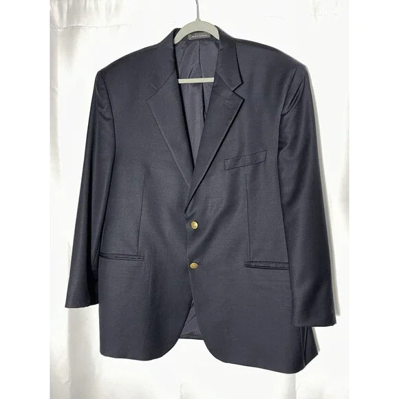 Lauren Ralph Lauren Blazer Men's 46 R Navy Blue Wool Gold Buttons