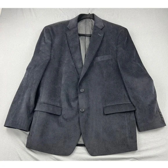 Calvin Klein Blazer Men 44R Blue Good Corduroy Sport Coat Macy's 2-Button Jacket